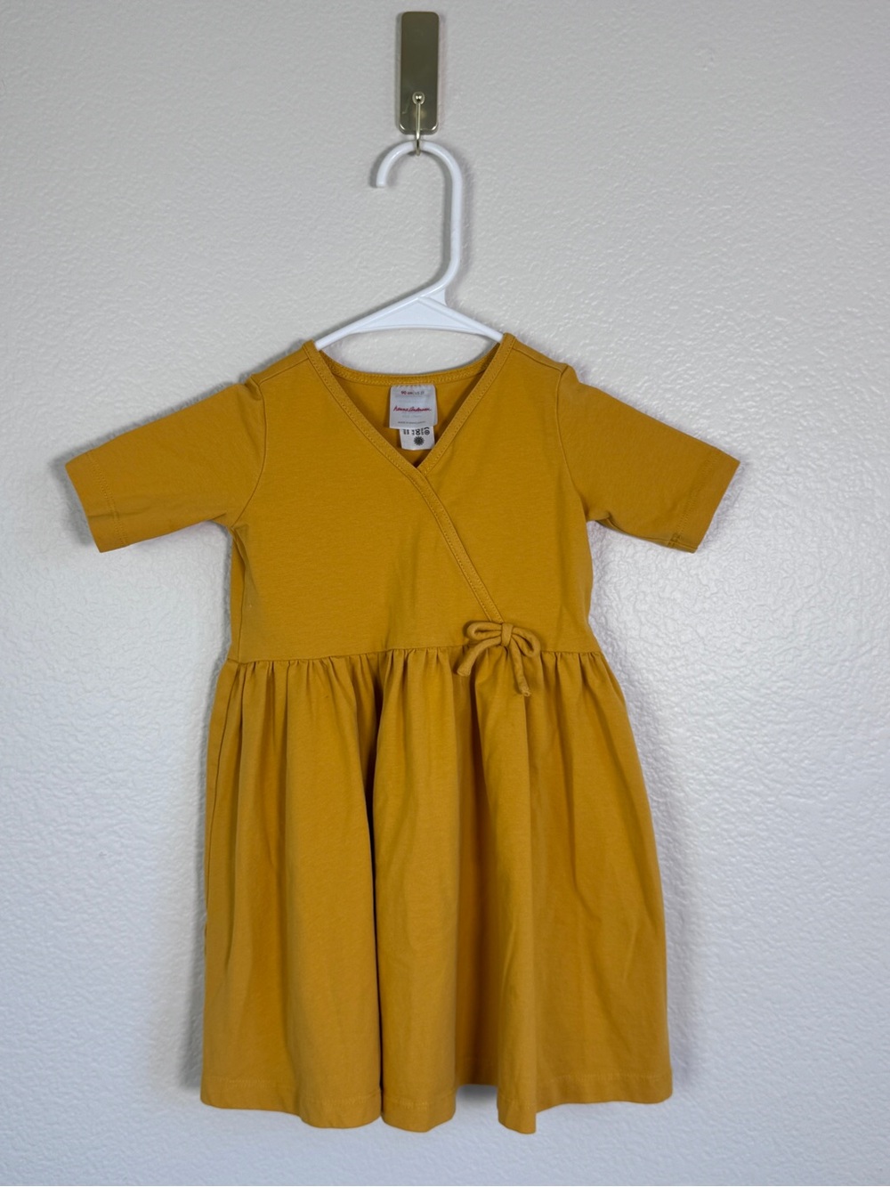 Hanna Andersson Dress Girls 3T Yellow Minimalist Earthy Cottagecore Harvest